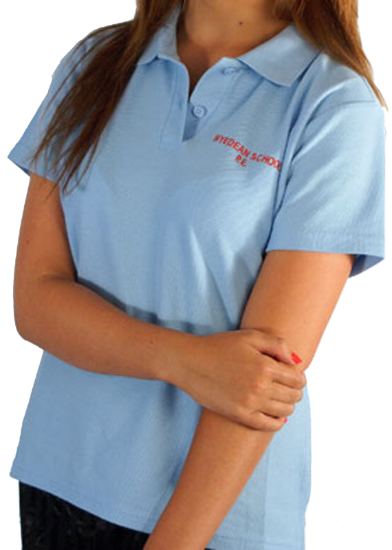 Wyedean School Girls Sky Blue Pe Polo Shirt - School Girl In Polo Shirt (570x800), Png Download