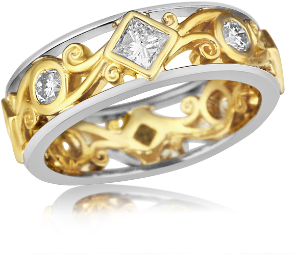 Carved Princess Curls - Engagement Ring (600x600), Png Download