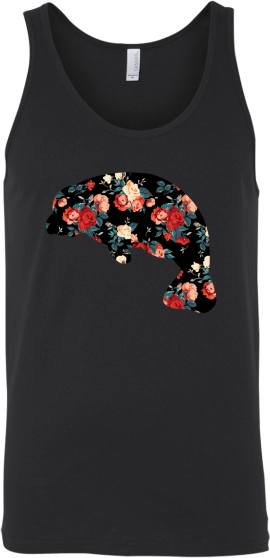 Manatee Lovers Vintage Roses Unisex Tank - Active Tank (1155x1155), Png Download