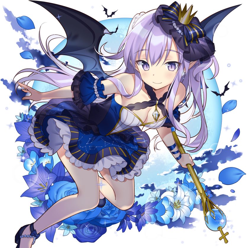 1girl Bare Shoulders Black Wings Blush Breasts Cleavage (850x850), Png Download