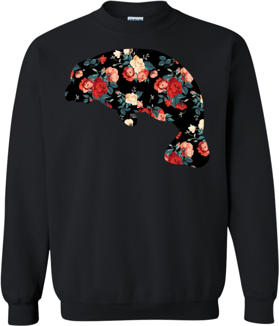 Manatee Lovers Vintage Roses Sweatshirt - Ugly Ford Christmas Sweater (1155x1155), Png Download