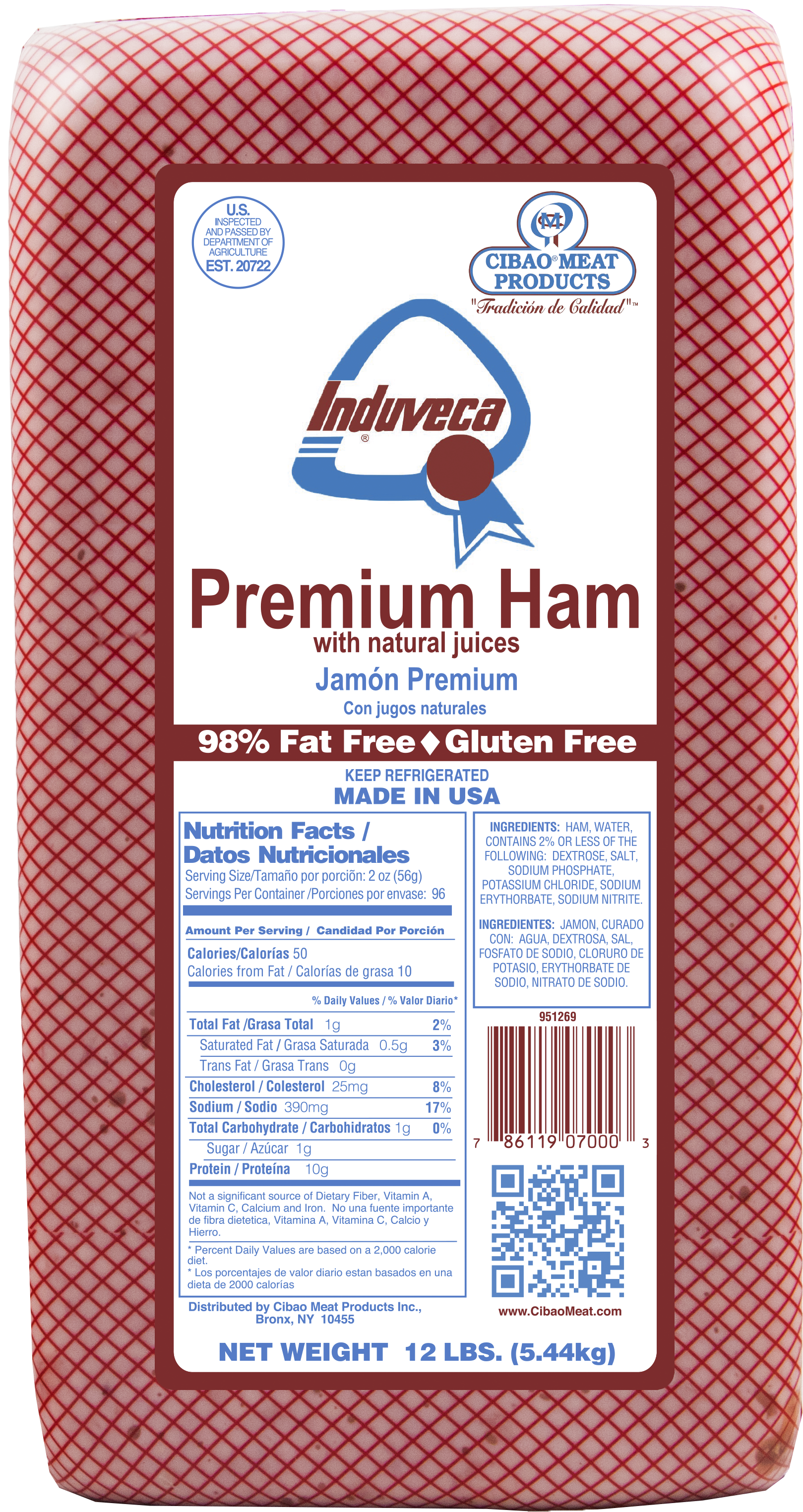 Induveca Premium Ham - Dairy (1867x3179), Png Download