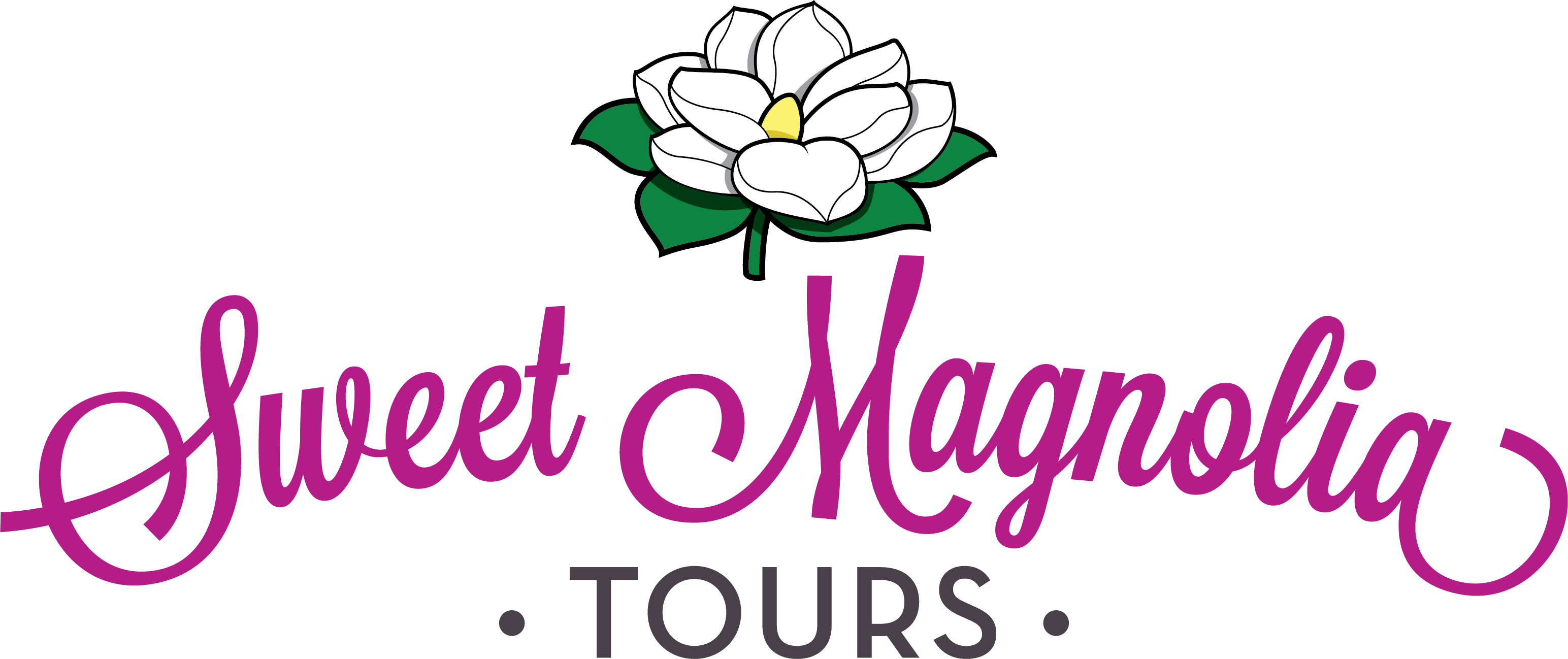 Sweet Magnolia Tours Logo - Floral Design (3088x1298), Png Download