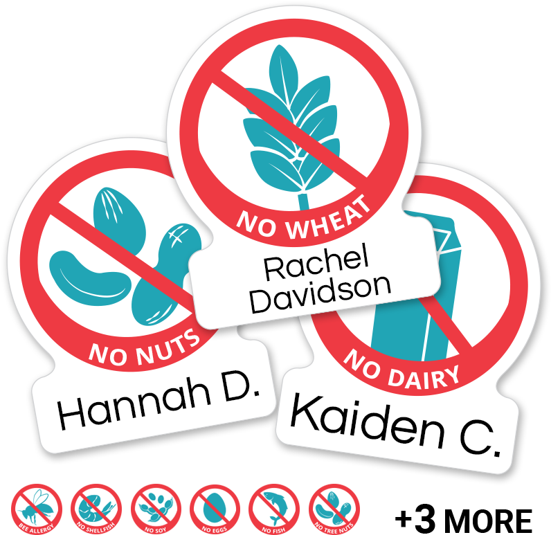 Allergy Labels With Icons For Peanuts, Nuts, Dairy - Allergy Labels (800x800), Png Download