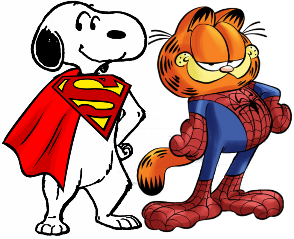 Super Beagle And Spidercat By Bradsnoopy97 - Garfield The Cat Spiderman (982x797), Png Download