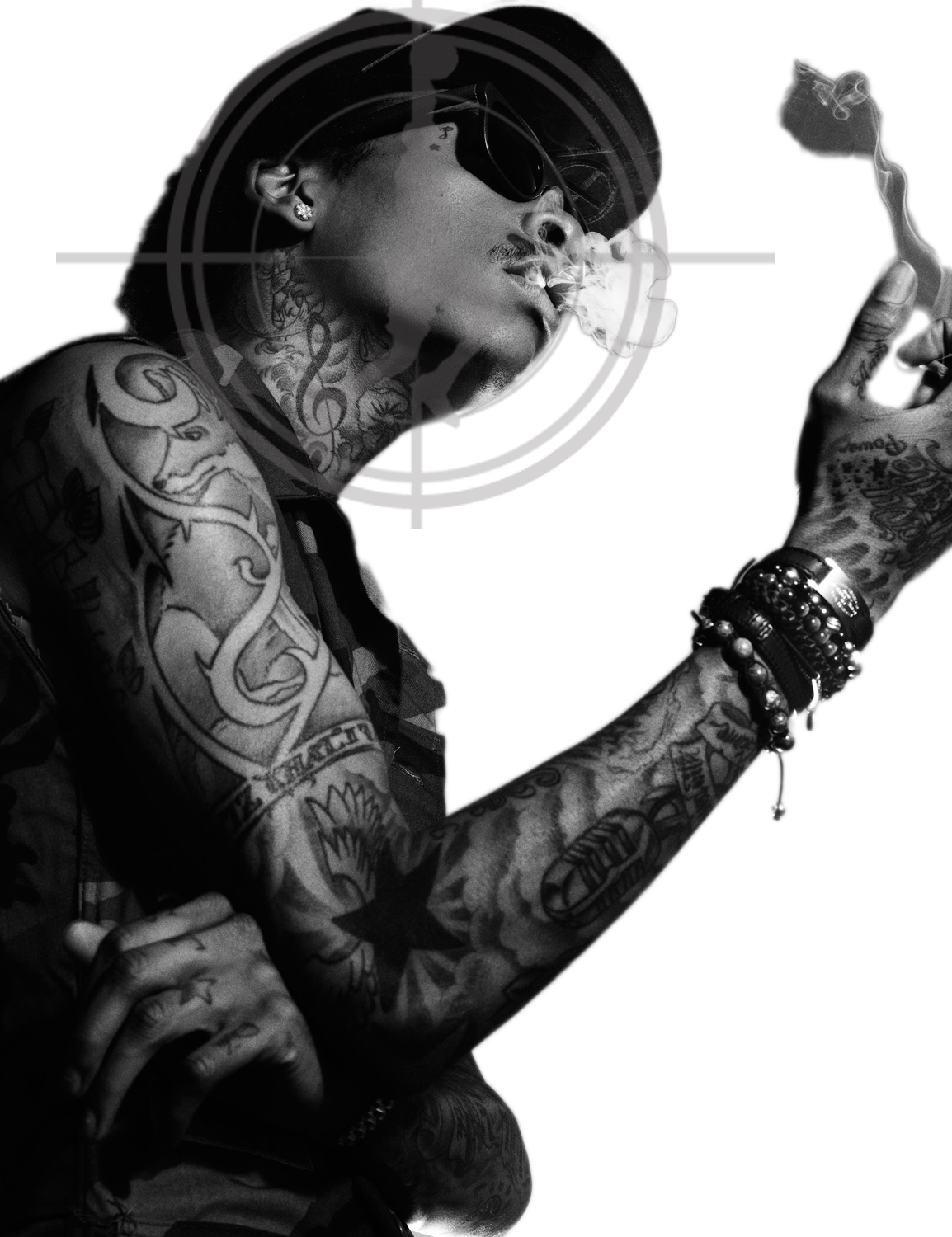 La Musica De Harry Fraud - Wiz Khalifa Black And White (1154x1500), Png Download