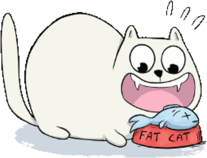 Fatcat Eating - Cartoon (1000x1000), Png Download