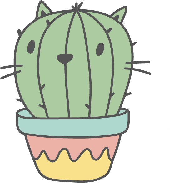 Fat Cat Cactus - Cat Cactus Drawing (618x618), Png Download