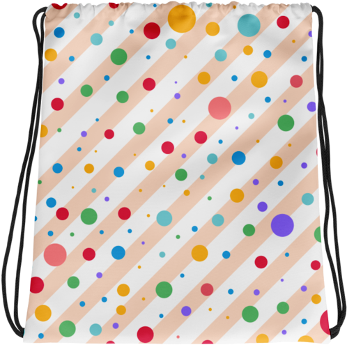 Multi Colored Polka Dots And Stripe Pattern Drawstring - Polka Dot (600x600), Png Download