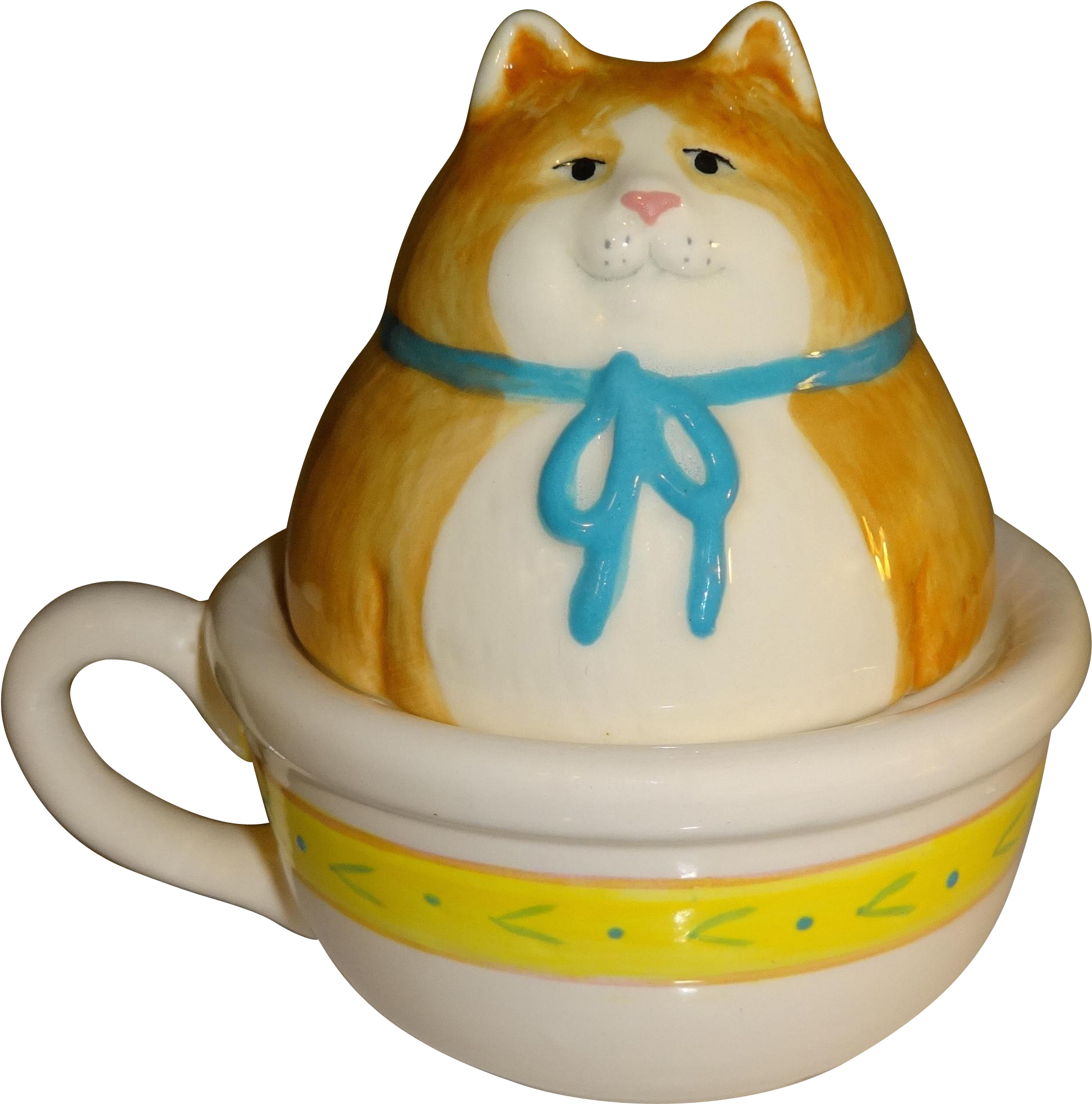 Fat Cat Sitting In Teacup Salt And Pepper Shakers Salt (1895x1895), Png Download