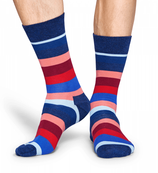 Happy Socks, Color Striped Socks With Pattern Stripes - Hockey Sock (548x600), Png Download