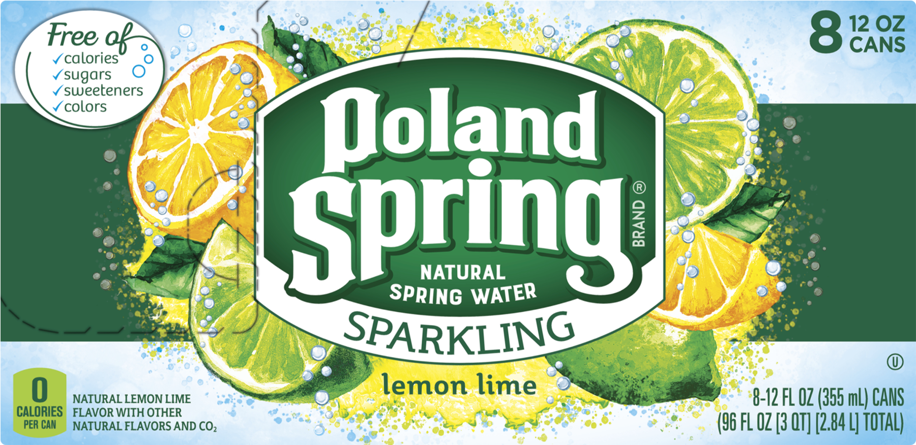 Poland Spring Lemonade Lime Sparkling Water, 12 Fl - Lime (1800x1800), Png Download