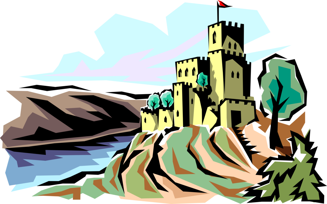 More In Same Style Group - Castle On A Hill With A River (1120x700), Png Download