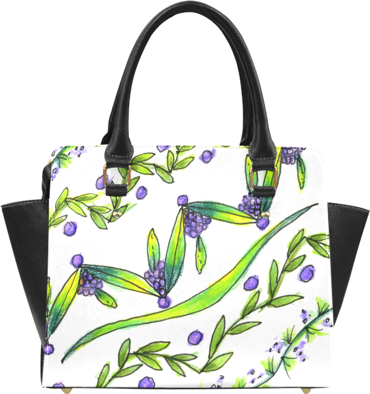 Dancing Greeen, Purple Vines, Grapes Zendoodle Classic - Handbag (1000x1000), Png Download
