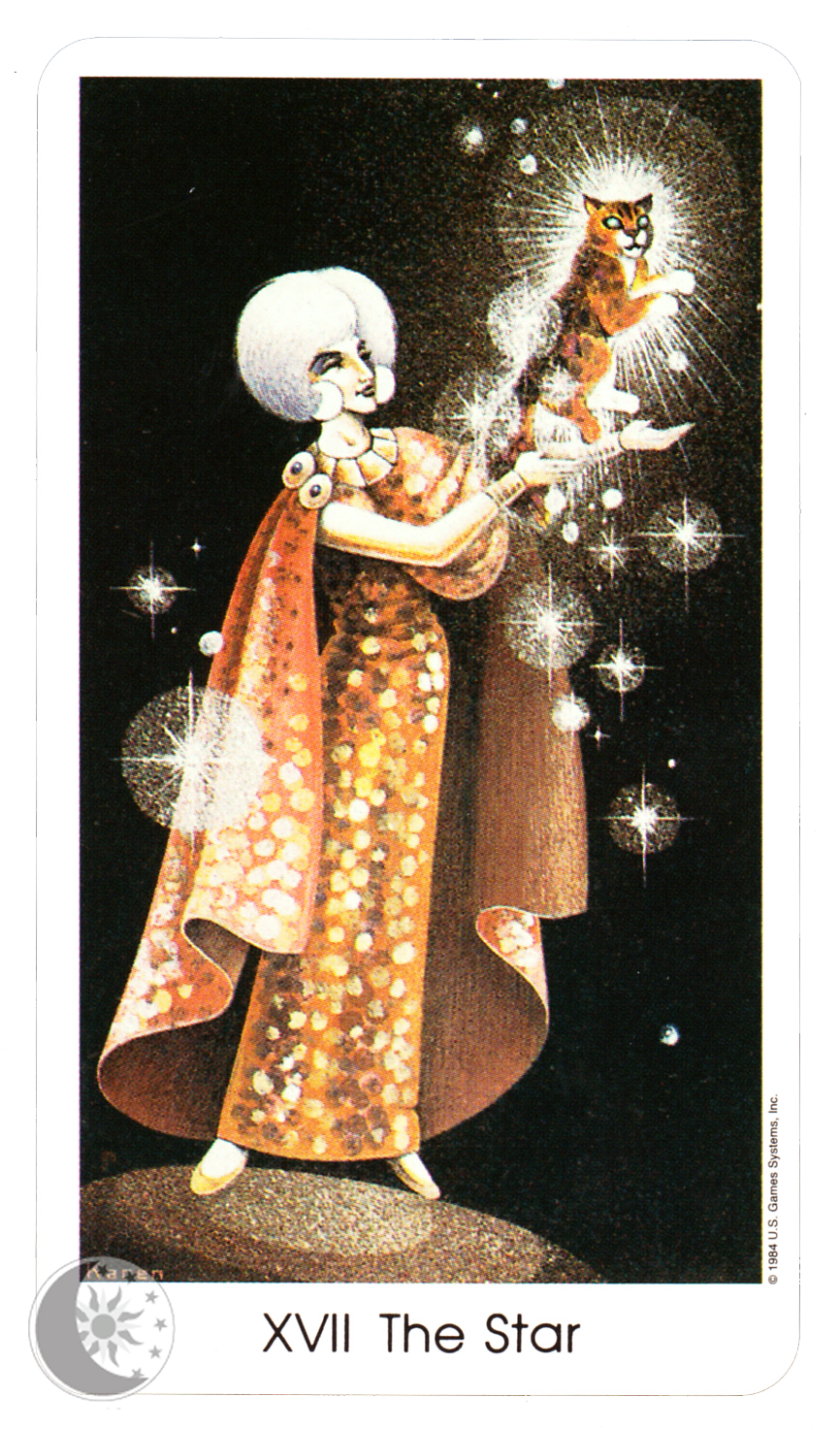 She Created A 78 Card Tarot Deck And Accompanying Interpretation - Cat People Tarot Star (1064x1551), Png Download
