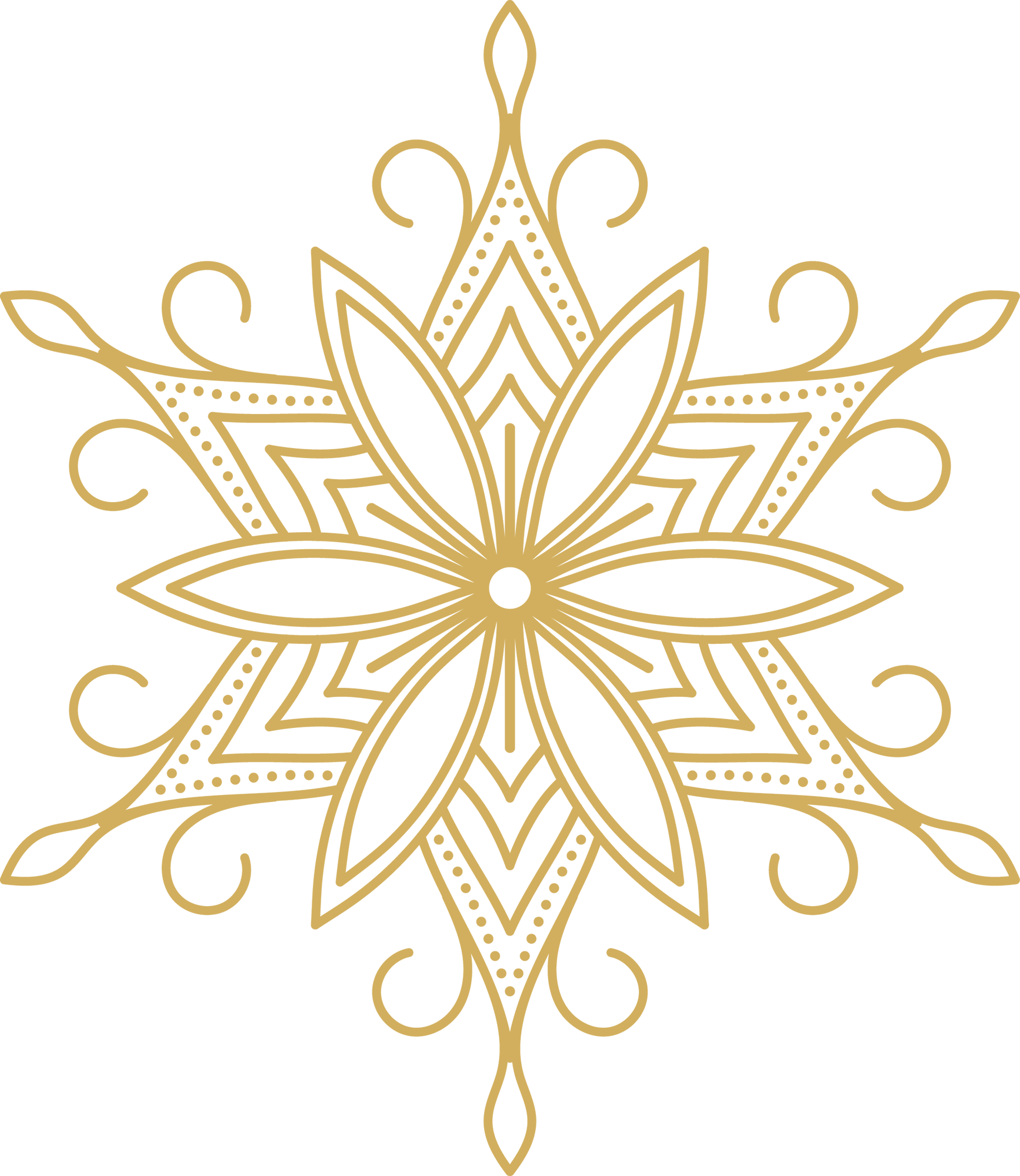Gold Snowflake - Flower Design Laser Cutting (1734x2000), Png Download