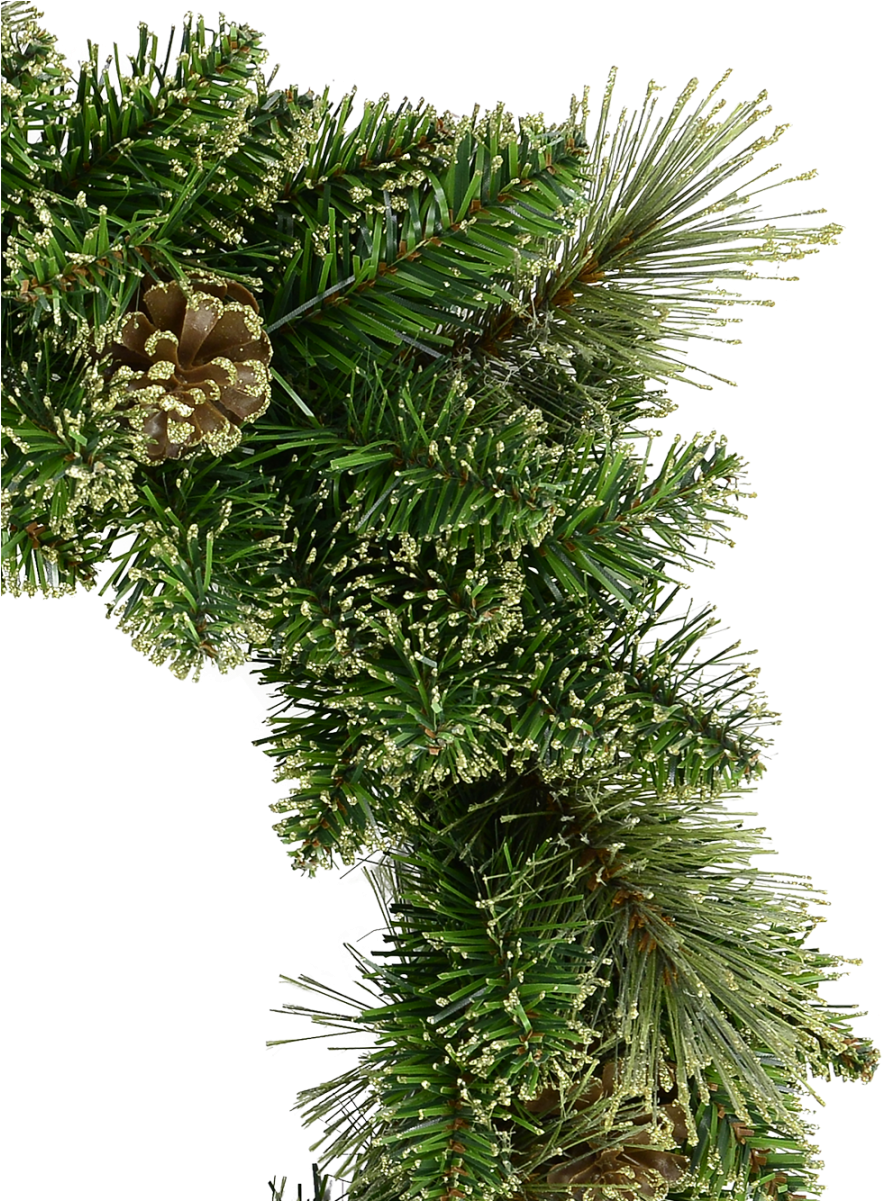 Natural Look Pine Wreath With Pine Cones & Lightly - Christmas Tree (901x1200), Png Download