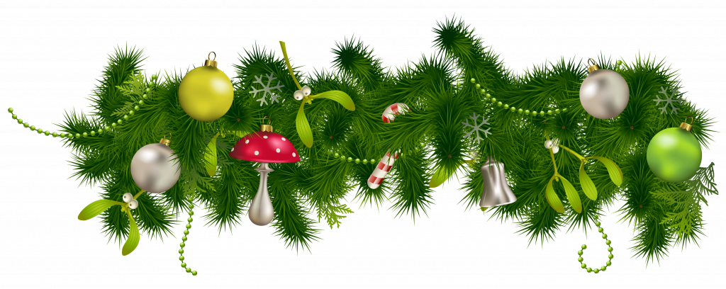 Garland Clipart Pine Cone - Green Christmas Decor Png (1024x408), Png Download
