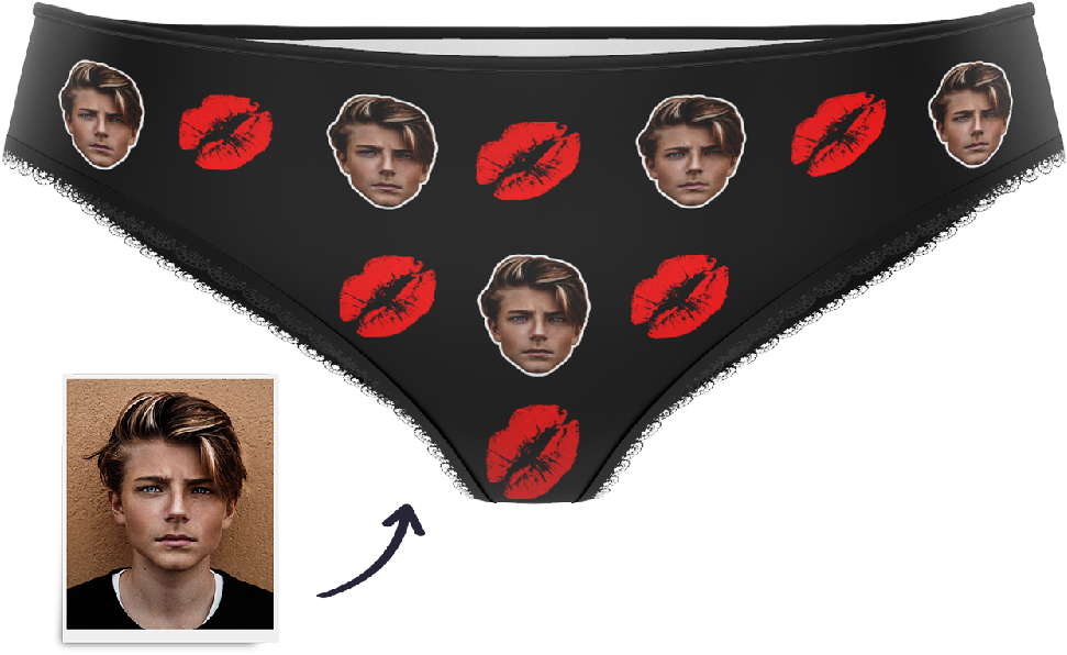 Red Lip Panties Printed Face - Panties (1000x1000), Png Download