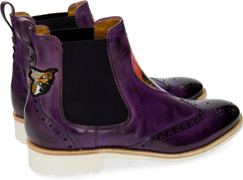 Ankle Boots Amelie 44 Purple Flame Peacock Bee - Chelsea Boot (1024x1024), Png Download