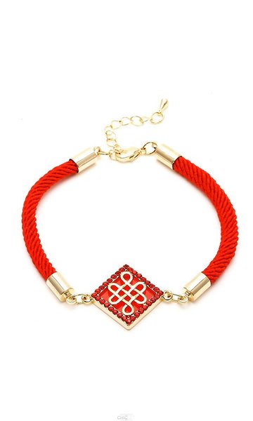 Brass Bracelet Diamond Bow String Red Gold Asia Enamel - Bracelet (360x600), Png Download