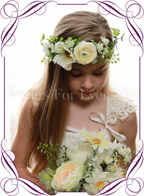 Silk Artificial White Boho Wedding Flower Girls Posy - Bridesmaid Peony And Roses Bouquets (608x822), Png Download