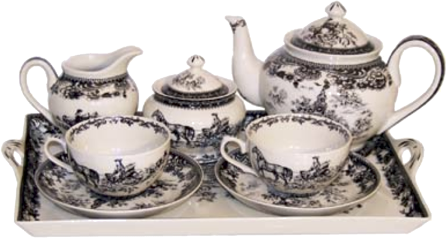 English Tea Set I Vintage Black Lds Art And Lds Temple - English Tea Sets (932x926), Png Download