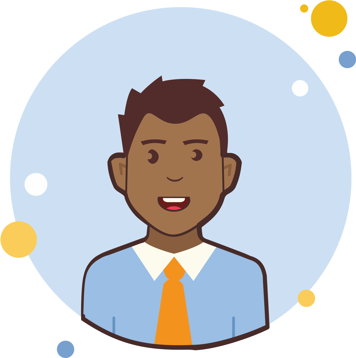 Man In Orange Tie And Blue Shirt Icon - Cartoon (1600x1600), Png Download