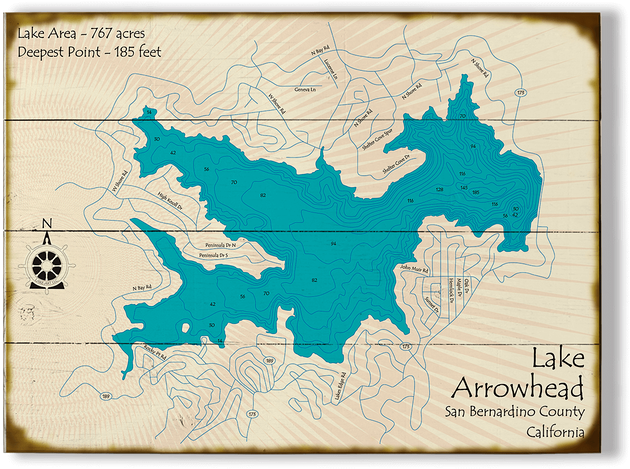 Lake Arrowhead Map Sign - Vintage Arrowhead Street Sign (730x730), Png Download