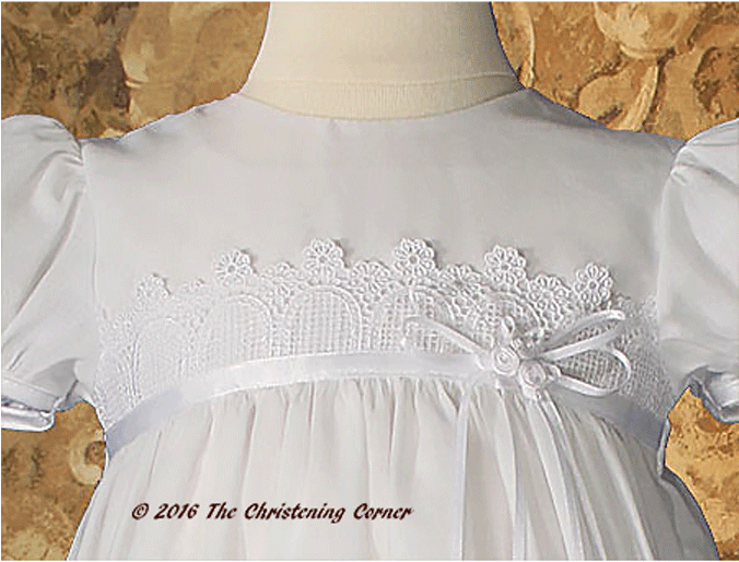 Italian Lace & Ribbon Christening Dress - Lace (675x900), Png Download