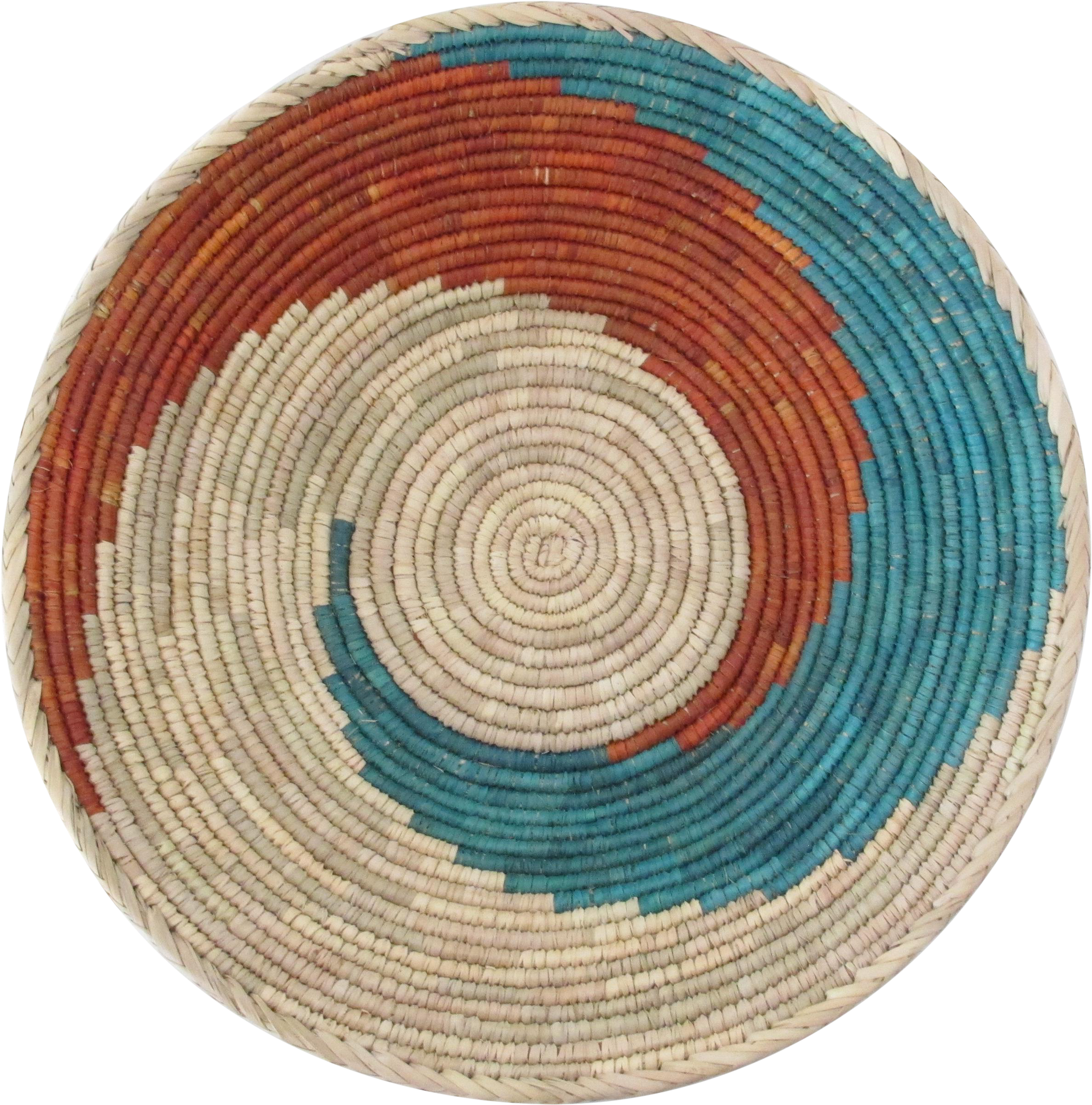 Hand Woven Turquoise & Red Swirl Basket On Chairish - Circle (2633x2666), Png Download