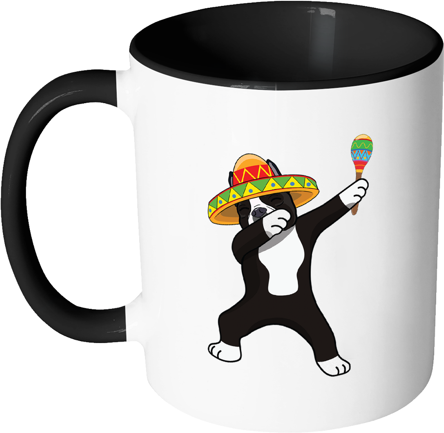 Dabbing Boston Terrier Dog In Sombrero - Supreme Mug (1024x1024), Png Download