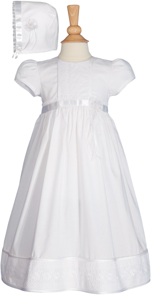 Floral Lace & 100% Cotton Handmade Christening Dress - Dress (585x1024), Png Download