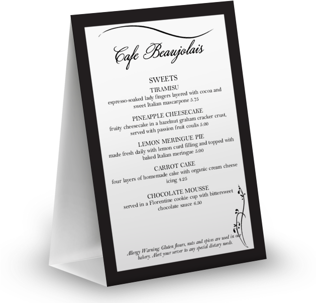 Customize Dinner Table Tent Menu (628x628), Png Download