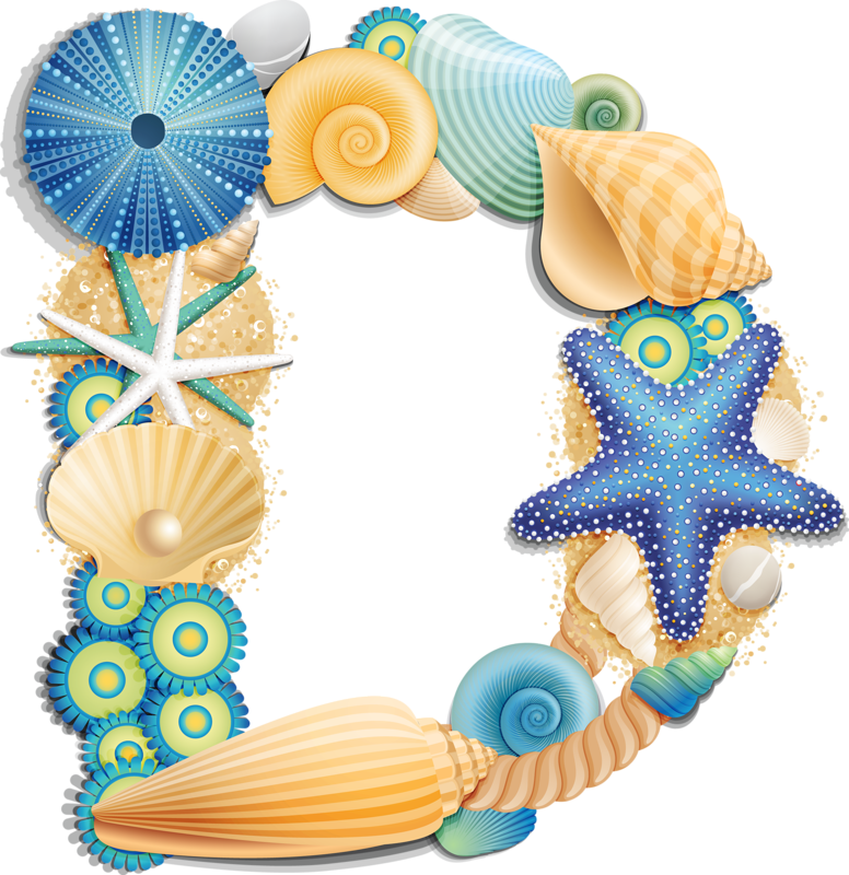 Seashell Alphabet, Blue By Яндекс - Shells Letter Clipart (776x800), Png Download