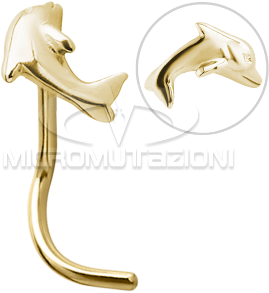 18k Gold Dolphin Nose Stud - Aspiral (750x750), Png Download