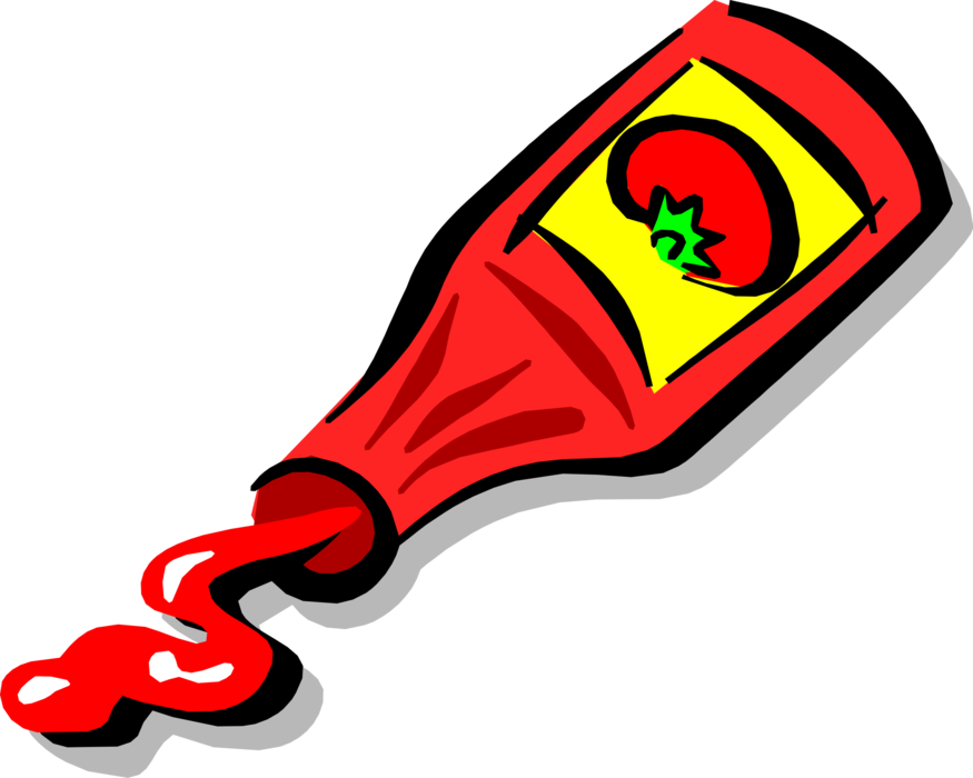 Vector Illustration Of Ketchup Bottle Condiment Of - Ketchup Rysunek (875x700), Png Download