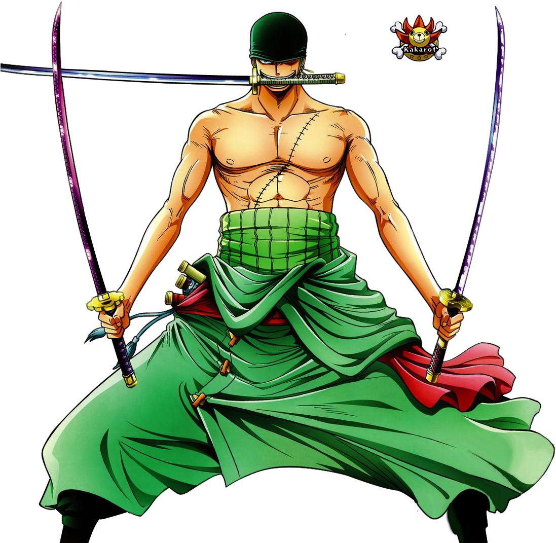 One Piece Zoro Or Sanji - One Piece Zoro 3 Swords (1100x1154), Png Download