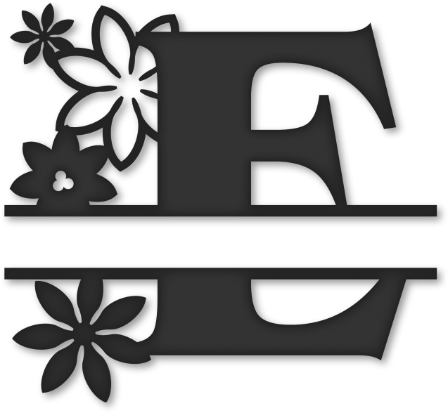 Flower Split Monogram E - Split Letter E Monogram (646x600), Png Download