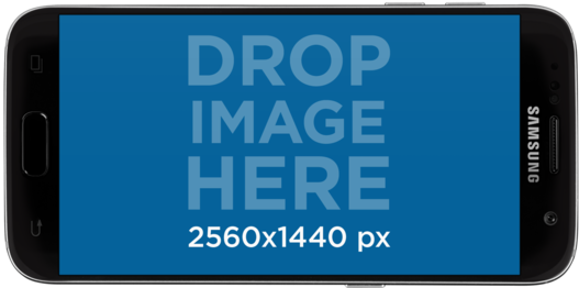 Mockup Of A Samsung Galaxy In Landscape Position Over - Smartphone (640x480), Png Download