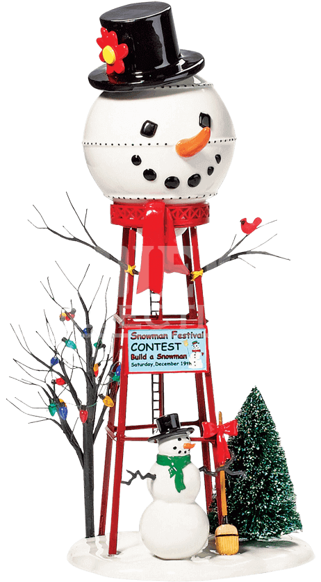 Snowman Water Tower - Department 56 Snowman Watertower (850x850), Png Download
