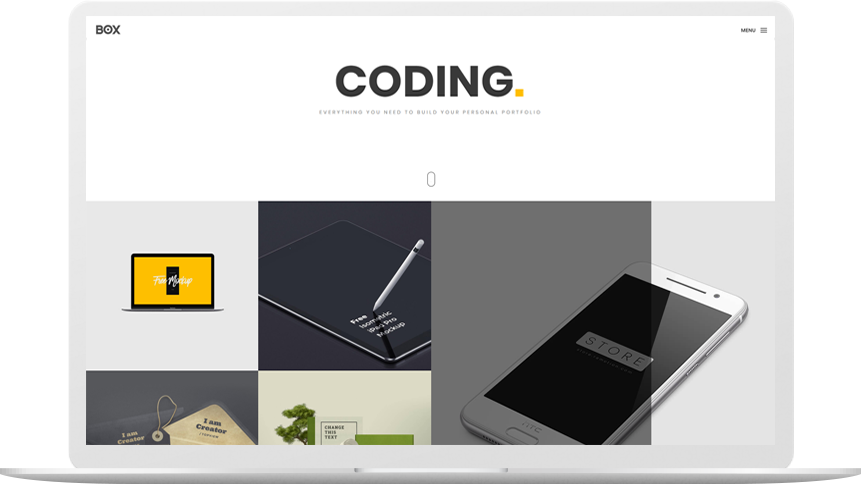Box Minimal Portfolio Template - Simple Portfolio Theme Bootstrap (861x484), Png Download