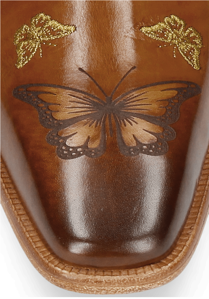 Ankle Boots Clark 22 Tan Embroidery Small Butterfly - Leather (1024x1024), Png Download