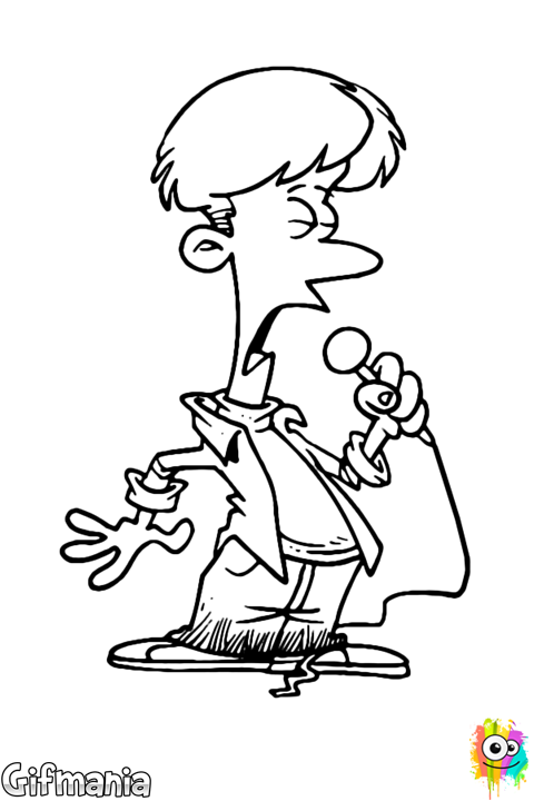 Desenho Cantor Preto E Branco (480x720), Png Download