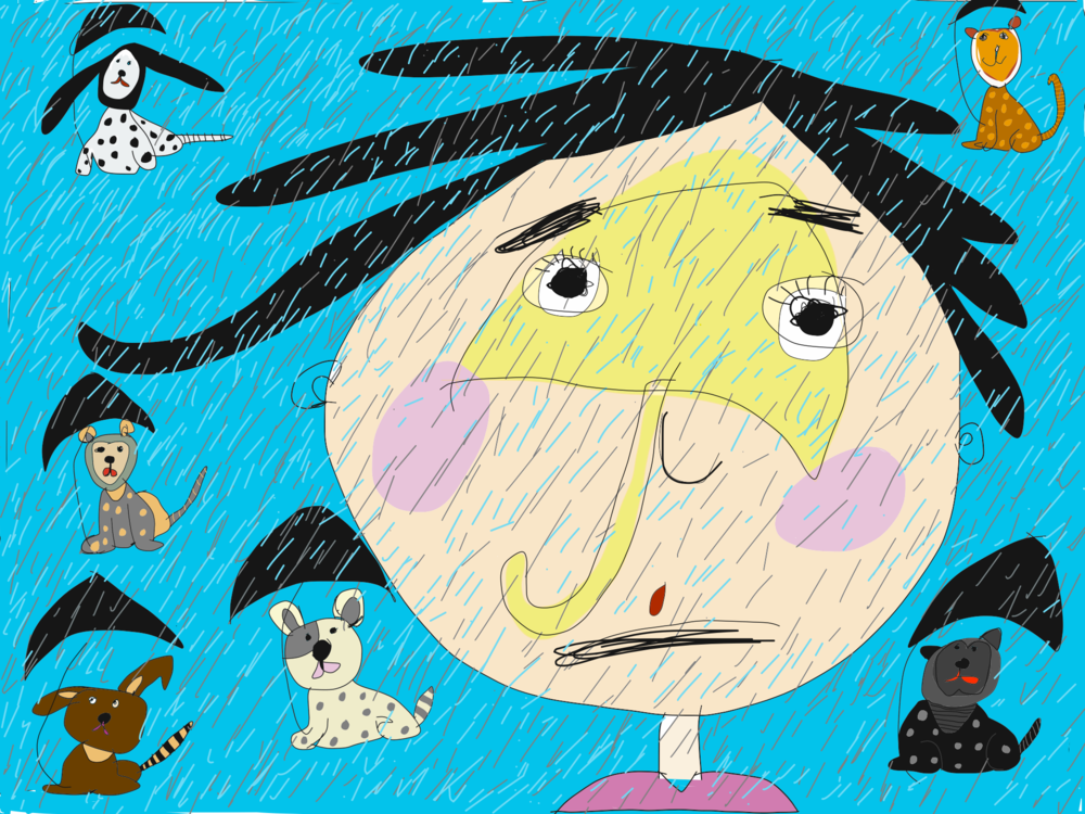 Rainy Day Blues - Illustration (1000x750), Png Download