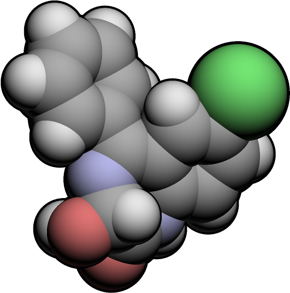 File - Oxazepam3d - Oxazepam (616x621), Png Download