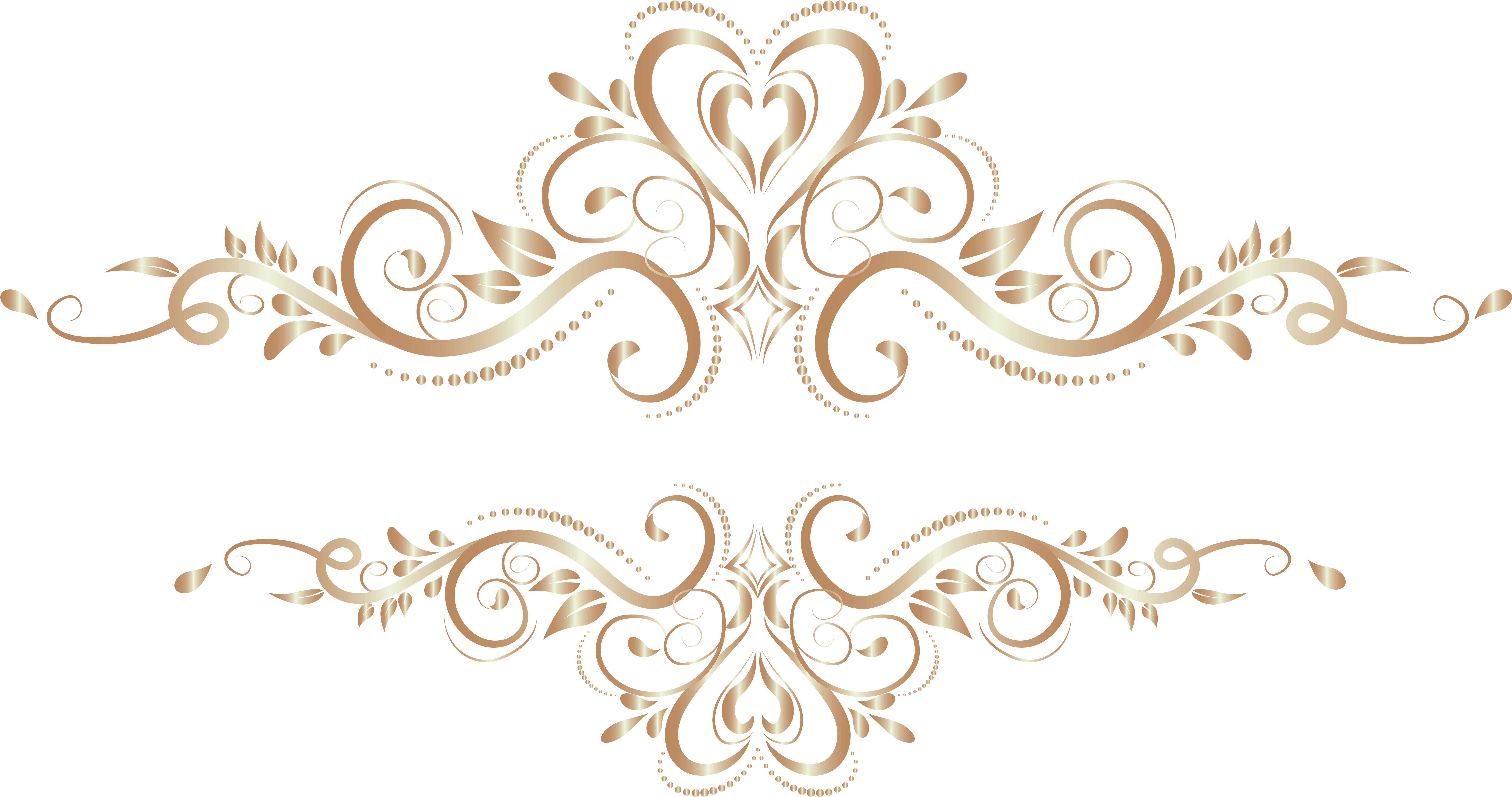 Transparent Gold Floral Ornaments Png (8000x4382), Png Download