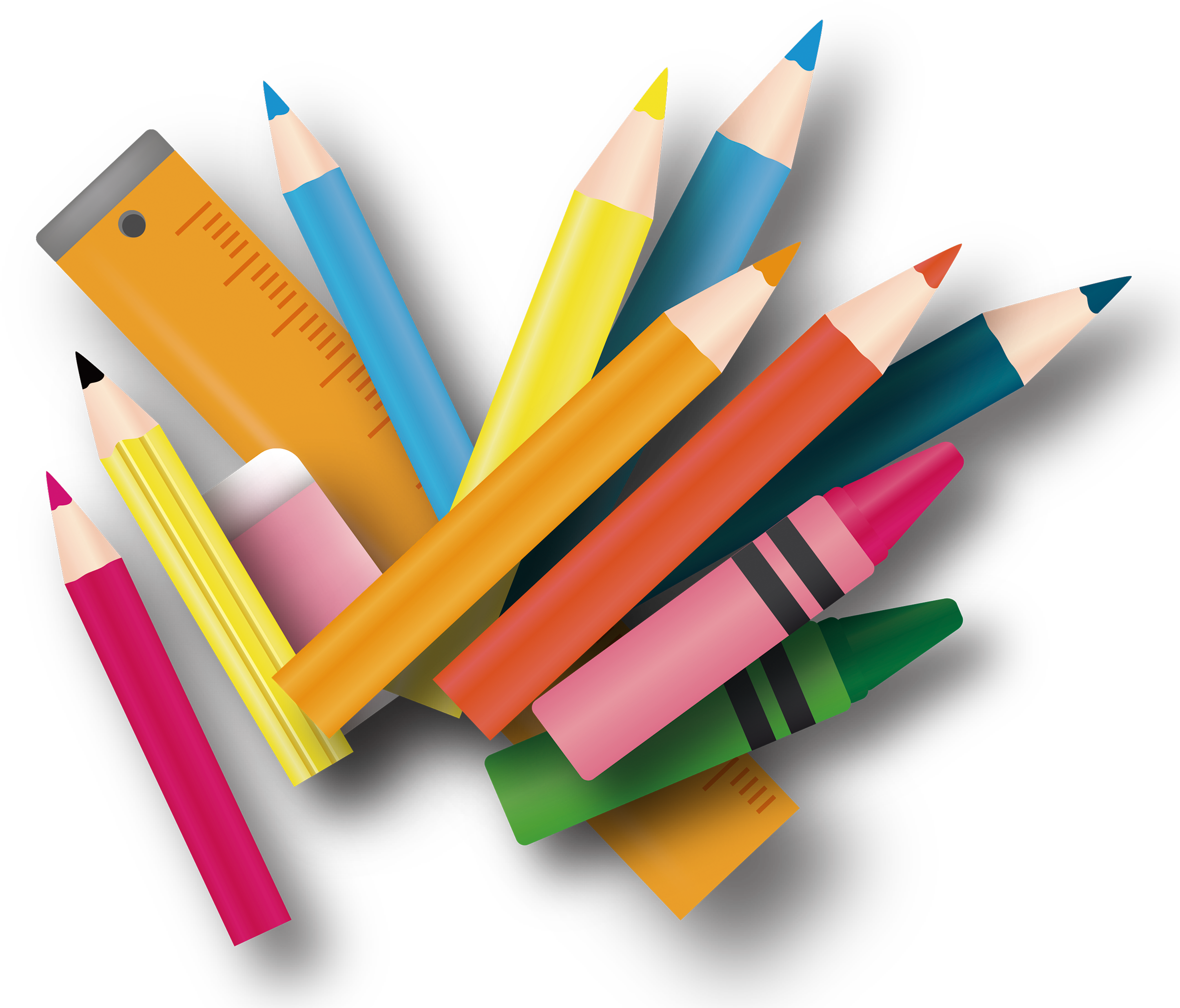 Colored Pencil Stationery Pencils Transprent Png Free - Objetos De Papeleria Png (2360x2088), Png Download