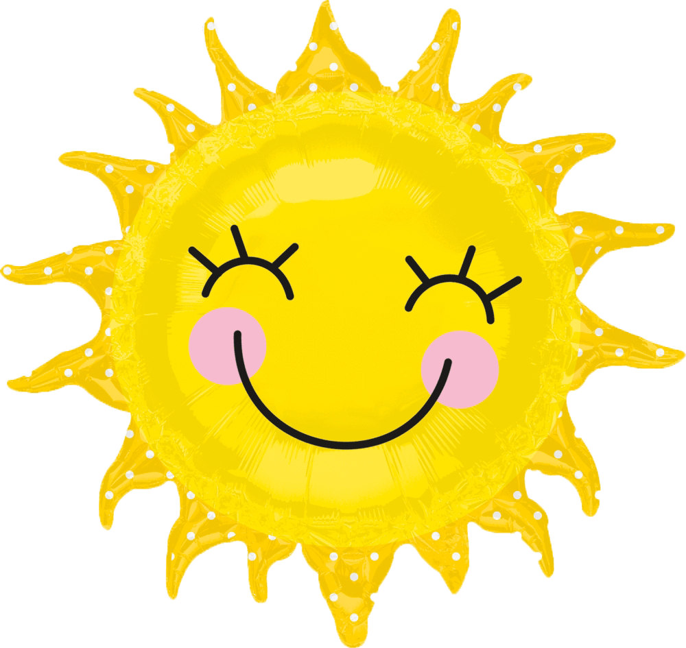 Smiley Sunshine Sun Balloon - Sun Balloons (1000x945), Png Download