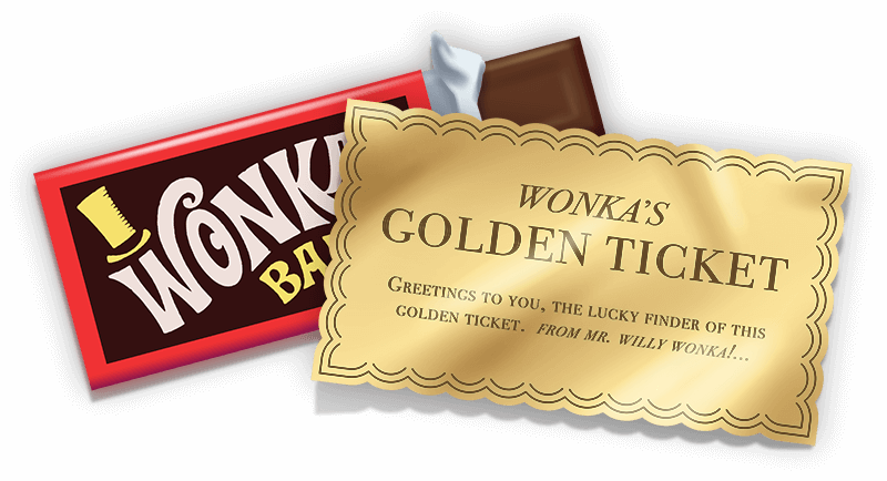 Golden Ticket - Chocolate Bar (800x434), Png Download